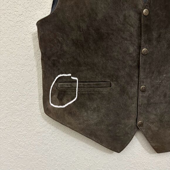 SCULLY Mens Genuine Leather Western Cowboy Vest in Espresso Snap Front - Picture 3 of 11